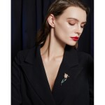 Květinová brož se zirkony Luisa - tulipán, Stříbrná