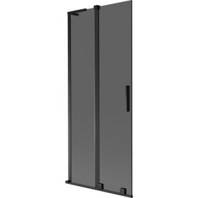 MEXEN/S - Velar L dvoukřídlá posuvná vanová zástěna 85 x 150, grafit, černá 896-085-003-41-70