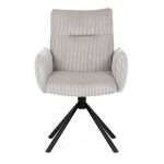 Židle jídelní, krémová manšestrová látka, 360° vratný mechanismus, černý kov