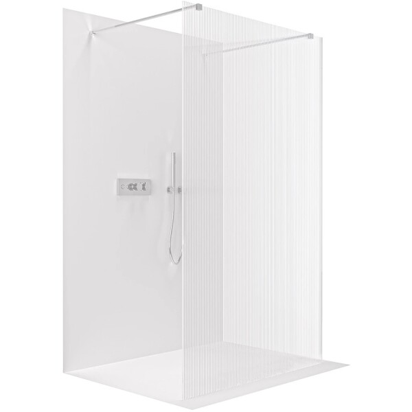 CERANO Sprchová zástěna Walk-in Onyx Duo L/P - 8 mm - hranatá vzpěra - chrom, rýhované sklo - 60x200 cm