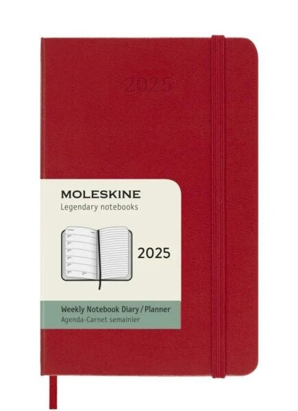 Moleskine Plánovací zápisník 2025 červený S, tvrdý