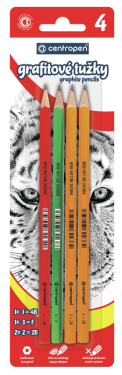 Grafitové tužky šestihranné Centropen 9510, bez gumy, 4 ks - čísla 1,2,3