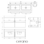 CERANO - Koupelnová skříňka Velora - bílá matná, úchytka zlatá + dvojumyvadlo z lit. mramoru Amati - bílá matná - 121x54,5x46,7 CER-559047