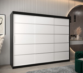 Šatní skříň Abi V1 Barva korpusu: Černá, Rozměry: 250 cm, Dveře: Bílá