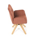 Židle jídelní s područkami, oranžová voděodpudivá látka, dubové nohy, otočná 360°