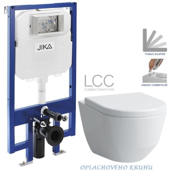 JIKA předstěnový instalační 8 cm systém bez tlačítka + WC LAUFEN PRO LCC RIMLESS + SEDÁTKO H894652 X LP2