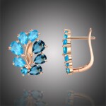 Náušnice Swarovski Elements Leah Blue - květina, Modrá