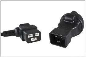 PremiumCord Adaptér IEC C20(M) - SCHUKO CEE 7/3(F) černá / Redukce / max. 16 A / 250 V (kpsr-03)