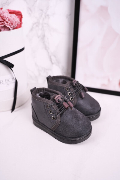 Dívčí šněrovací Sněhové Boty S Kožešinou Šedé Hunter 36