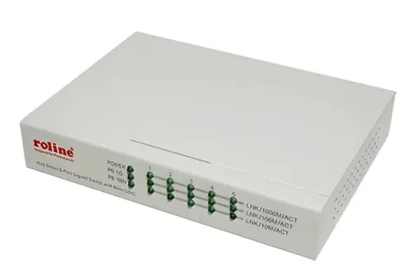 Roline WebSmart switch 6 portů, 5x RJ45 + 1x SFP / Switch / Gigabit Ethernet / WebSmart management (21.14.3523)