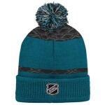 Outerstuff Dětská zimní čepice San Jose Sharks NHL Puck Pattern Cuffed Pom
