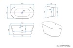 Erga Rhea, volně stojící vana 150x75 cm + odtoková zátka, bílá lesklá, ERG-RHEA-150075-WH-WH