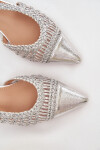 Dámské sandály s pletením na klíně stříbrné Nivorra 39