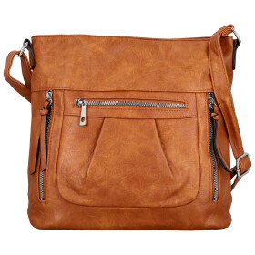 Stylová dámská koženková crossbody kabelka Minja, hnědá