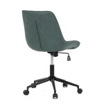 Židle kancelářská, zelená látka v dekoru broušené kůže, černý kovový kříž
