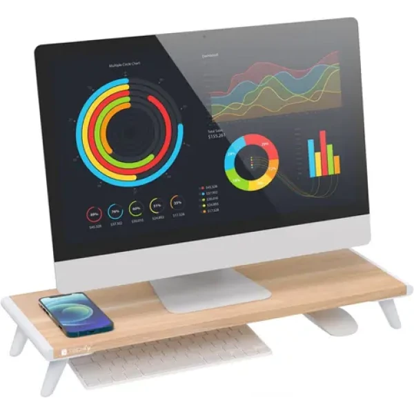 Techly ICA-MS 389 bílá / Stojan pod monitor / 545x210x80 mm / ABS, MDF / nožičky (ICA-MS-389)