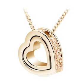 Zlatý náhrdelník Dvojité srdce - 3 barvy Barva: Zlatý