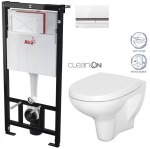 ALCADRAIN Sádromodul - předstěnový instalační systém s bílým/ chrom tlačítkem M1720-1 + WC CERSANIT ARTECO CLEANON + SEDÁTKO AM101/1120 M1720-1 AT1