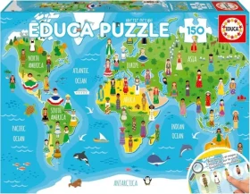 EDUCA Puzzle Mapa světa s dívkami