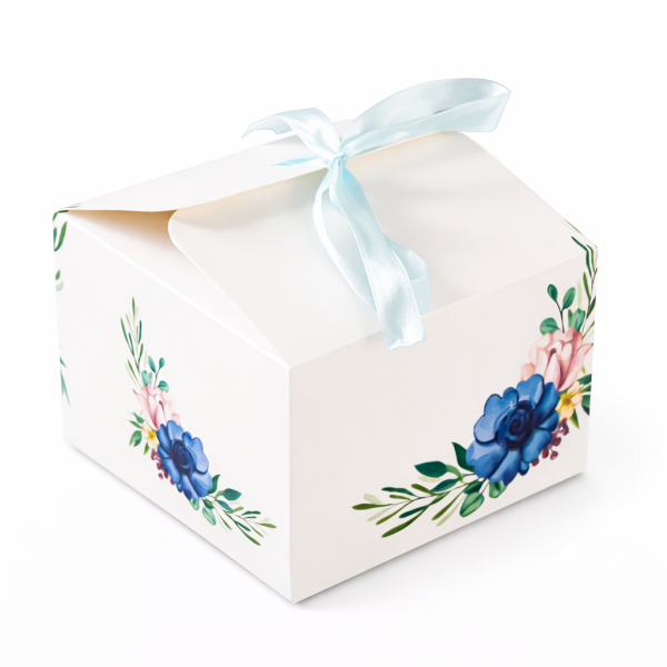 Výslužková krabice se stuhou Blue střední 16,5x16,5x11cm