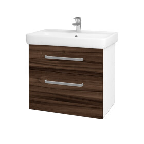 Dřevojas - Koupelnová skříňka Q MAX SZZ2 70 - N01 Bílá lesk / Úchytka T01 / D06 Ořech 60254A