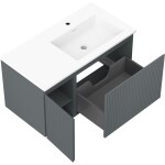MEXEN/S - Rivel koupelnová skříňka 90 cm s umyvadlem Otis pravá, 1S, 1D, reliéf, grafit mat/bílá mat 91A23-09047-3-BBFF66-W18P01