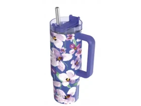Quokka Nerezový termohrnek s brčkem Stream Flower Dusk 950 ml (40032QO)