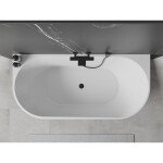 MEXEN/S - Oval vana volně stojící nástěnná 160 x 80, bílá, sifon a přepad černá 52671608000-70