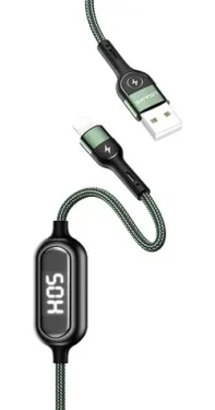 USAMS SJ423 U48 zelená / Datový kabel / Lightning / 1,2 m / LED displej (SJ423USB02)