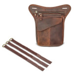 Kožená boční retro moto brašna malá hnědá