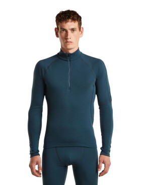 Pánské merino triko dlouhý rukáv, 1/2 zip ICEBREAKER Mens 300 MerinoFine Polar LS Half Zip, Abyss velikost: M