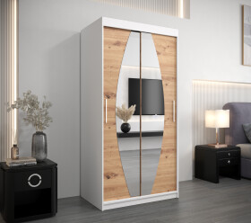 Šatní skříň Abi E0 Barva korpusu: Bílá, Rozměry: 100 cm, Dveře: Dub artisan