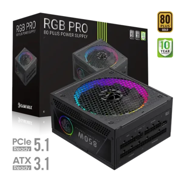 Gamemax RGB PRO 850G / Zdroj / ATX / 850W / 80 Plus Gold / Full Modular / RGB (RGB PRO 850G)