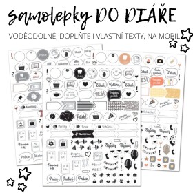 Samolepky nejen do DIÁŘE s vlastními texty (104ks) voděodolné