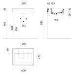 GSI - KUBE X keramické umyvadlo 60x47cm, bez otvoru, bílá ExtraGlaze 9431011