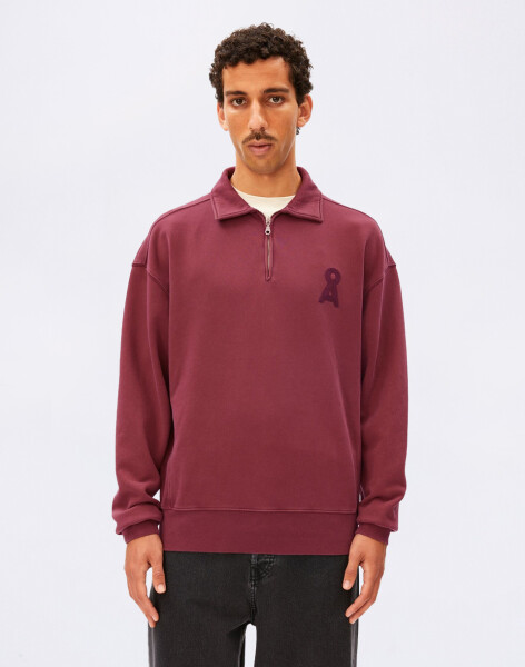 Armedangels GMT Dye Zip Troyer 3753 velvet red washed M