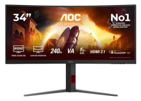 34" AOC CU34G4Z černá / Monitor / Fast VA / 3440x1440 / 21:9 / 240Hz / 0,3ms / 2x HDMI 2.1 + DP / VESA / FreeSync (CU34G4Z)