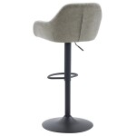 Židle barová, potah šedá látka v dekoru vintage kůže, černá podnož