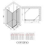 CERANO - Sprchový kout Marino L/P - 6 mm - černá matná, transparentní sklo - 90x70x190 - pantový CER-422844