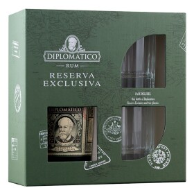 Diplomático RESERVA EXCLUSIVA Rum 40% 0,7 l (dárkové balení 2 skleničky)