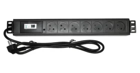 XtendLan 19" rozvodný panel 7x230V (ZASUVKA7B1-19) / Rozvodný panel / ČSN / vypínač / nadproudová ochrana / 1,8 m (ZASUVKA7B1-19)