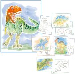 Dino World, 3501227, omalovánky s barvami a štětcem, dinosauři