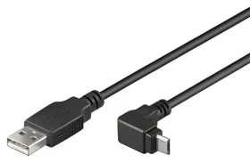PremiumCord Kabel USB-A - Micro USB zahnutý 90° černý / Kabel / USB 2.0 / 3 m (ku2m3f-90)