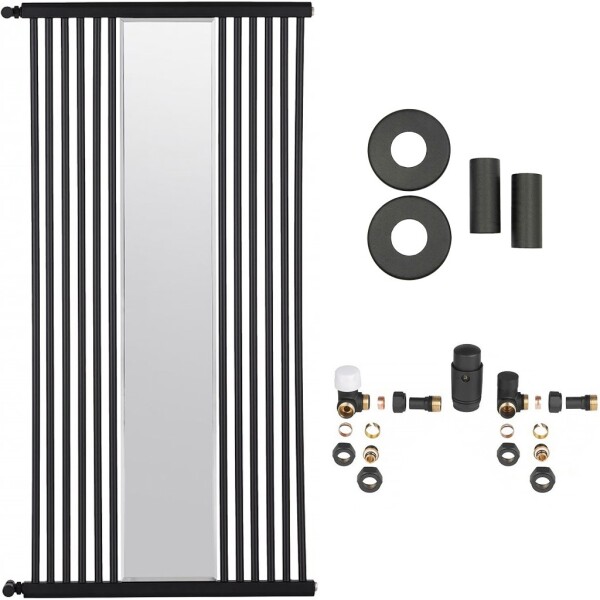 CERANO Koupelnový radiátorový set Maximus - ústřední vytápění - boční připojení - 735W - černá matná - 1510x740 mm