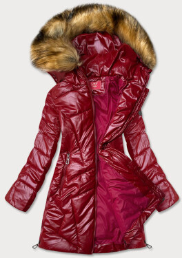 Červená lesklá dámská zimní bunda (M-21008) odcienie czerwieni