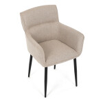 Židle jídelní, snadno čistitelná krémová látka, černý matný lak, kovové nohy