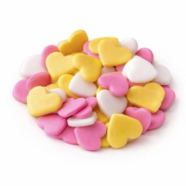 Dortisimo Cukrová srdíčka velká bílá, žlutá a růžová (50 ks)