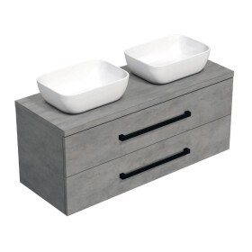 Koupelnová skříňka s černou úchytkou a krycí deskou SAT Cube Way 120x53x46 cm beton mat CUBE46C1203BESAT45 CUBE46C1203BESAT45