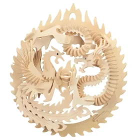 WOODCRAFT Dřevěné 3D puzzle Fénix a drak