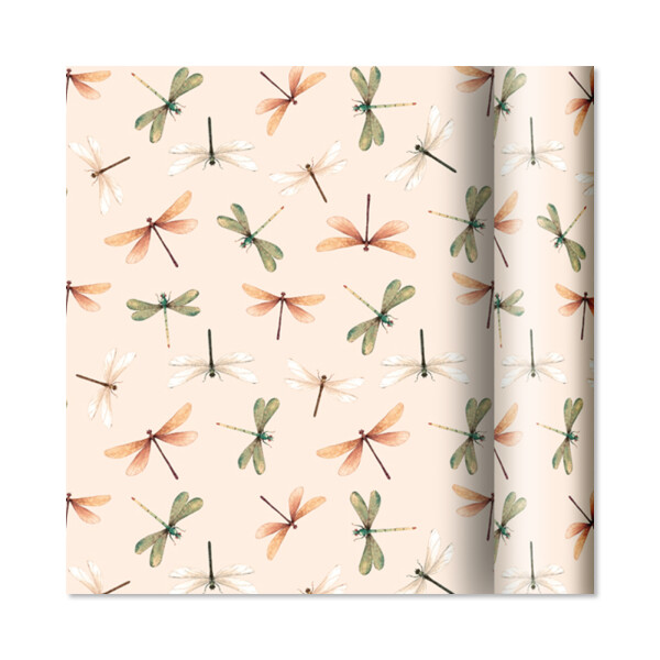 Dárkový papír - role 2 m × 70 cm - Vážky na růžové - Albi